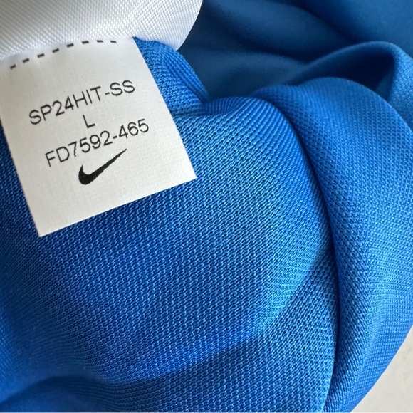 NWT Nike Blue Dri-Fit Slim Fit Football Soccer Jersey Short Sleeve White Collar - Picture 10 of 10